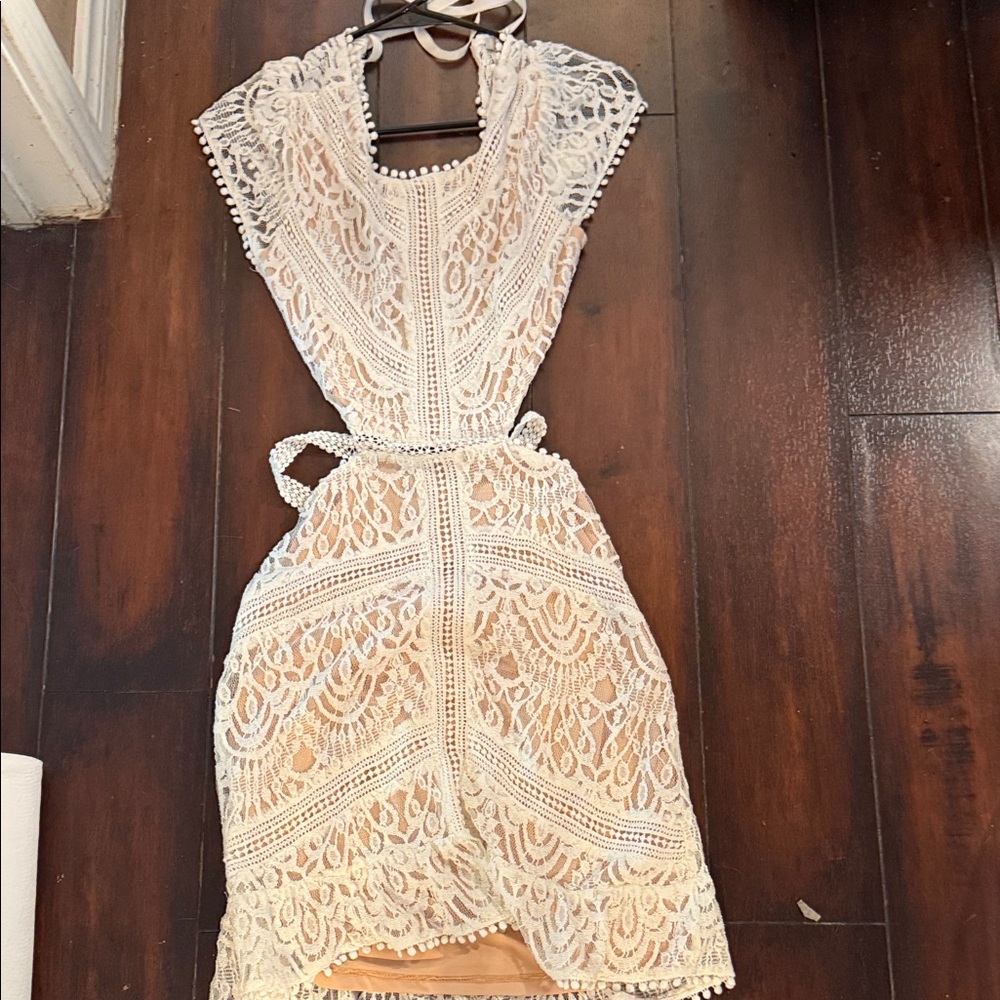 The Clothing Company White Lace Backless Dress